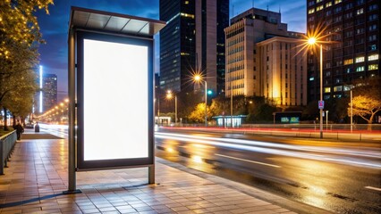 Aufkleber - Nighttime blank street billboard mockup , advertising, city, lights, empty, dark, urban, space, marketing, promotion