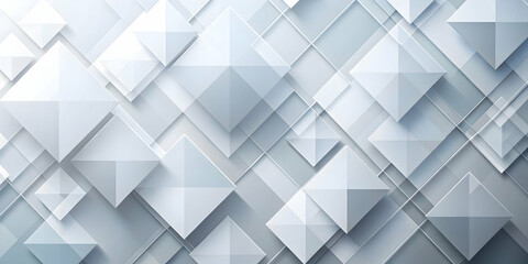 Poster - abstract geometric pattern: white and gray diamond shapes intertwined, modern minimalist background