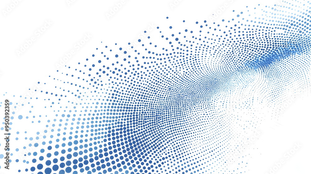 Abstract halftone pattern vector design in light blue dots, with blue ...