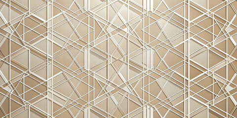 Poster - Golden Geometric Harmony: An intricate pattern of intersecting lines and shapes creates a mesmerizing dance of light and shadow in this abstract digital art piece.  