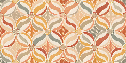 Wall Mural - Geometric Floral Pattern in Warm Tones 