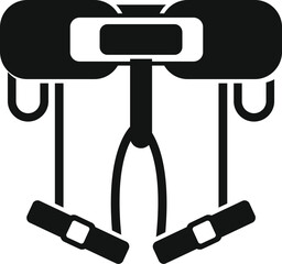 Poster - black icon of a climbing harness, essential safety equipment for climbers ascending rock faces
