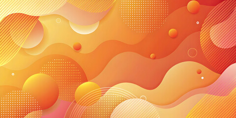 Poster - Fiery Flow: Abstract waves of orange and red dance in a vibrant, energetic design. 