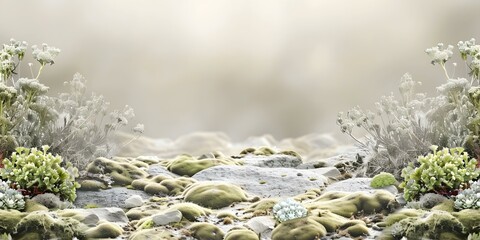 Poster - Scenic Mossy Rock Landscape With Soft Light