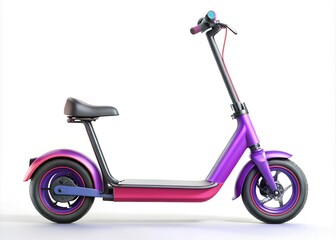 Modern electric scooter isolated on white background with customizable screens and vibrant colors, ideal for showcasing apps, advertisements, or branding designs.