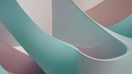 Poster - Chromatic Contour: A captivating abstract composition of undulating paper sheets in earthy tones and cool blues. 