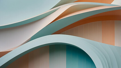 Poster - Chromatic Contour: A captivating abstract composition of undulating paper sheets in earthy tones and cool blues. 