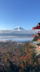 Wall Mural - Mount Fuji with the historic Chureito Pagoda during the autumn season in Fujiyoshida, Yamanashi, Japan.