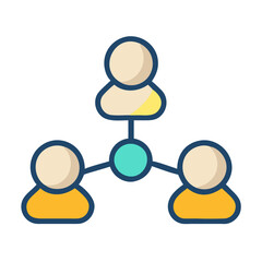 Poster - Vector illustration of a social network connection with three user avatars linked together
