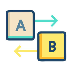 Poster - Vector illustration of a simple data exchange concept between blocks labeled A and B
