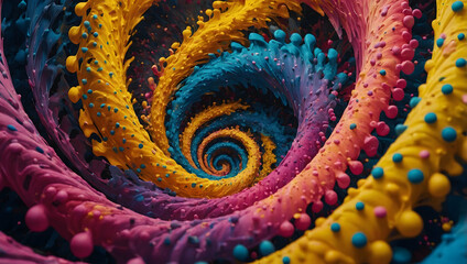 Poster - Abstract Spiral: A captivating, colorful macro shot of a mesmerizing abstract spiral formation. Its vibrant colors and textured layers create a sense of depth and movement.