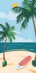 Sticker - Tropical Beach Summer Illustration