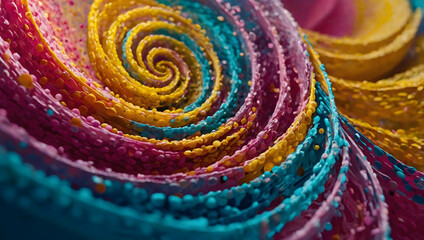Poster - Abstract Spiral: A captivating, colorful macro shot of a mesmerizing abstract spiral formation. Its vibrant colors and textured layers create a sense of depth and movement.