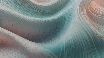 Poster - Abstract Teal and Peach Swirls: A calming and ethereal abstract image with soft teal and peach tones creating a mesmerizing swirling pattern, evoking a sense of tranquility and fluidity. 