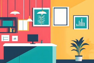 Sticker - Modern Minimalist Interior Design Office Workspace