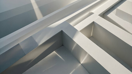 Poster - geometric play of light and form: a minimalist abstract composition featuring intersecting white pla