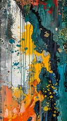 Poster - Abstract Acrylic Painting with Dripping Colors