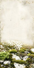 Poster - Abstract Green Mossy Background with Stone Texture