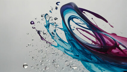 Abstract Splash of Color:  A captivating abstract image showcasing a dynamic burst of blue and purple paint,  evoking a sense of energy and motion.  The splash is captured against a clean white backgr