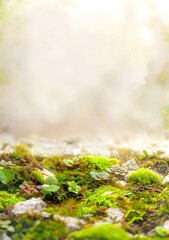 Wall Mural - Green Moss Background with Soft Light