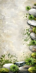 Wall Mural - Abstract Green Floral Stones Background