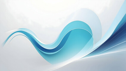 Poster - Azure Flow: Abstract waves in blue hues cascade across a white background, evoking a sense of fluidity, motion, and modern elegance. 