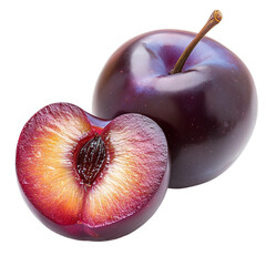 Wall Mural - ripe purple plum on a transparent background