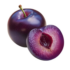 Wall Mural - ripe purple plum on a transparent background