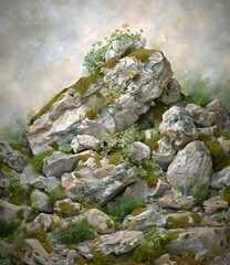 Poster - Rocky Landscape With Moss And Greenery