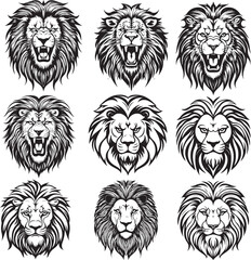 Wall Mural -  lion head vector silhouette Illustration design