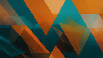 Wall Mural - Abstract Geometry in Teal and Orange:  A mesmerizing abstract background featuring a dynamic interplay of teal and orange geometric shapes, creating a sense of movement and depth. 