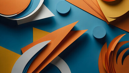 Poster - Abstract Paper Art: A vibrant, contemporary composition featuring bold geometric shapes and contrasting colors.  A visually engaging and impactful image for design projects, branding, and social media