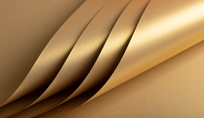 Aufkleber - Golden color paper background, smooth glowing shining gold metal texture, bending
