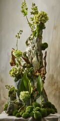 Poster - Green Floral Arrangement with Rocks and Moss