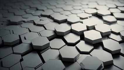 Poster - Abstract Hexagon Pattern: A mesmerizing 3D rendering of geometric hexagons, creating a captivating abstract pattern with subtle depth and dimension. The interplay of light and shadow across the hexago