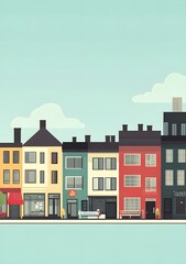 Sticker - Flat Design Colorful Illustration of Building Facade with Shop Front