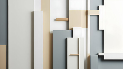 Poster - Abstract Geometric Shapes: A minimalist composition of overlapping geometric shapes in muted, earthy tones, creating a visually appealing and contemporary design. 