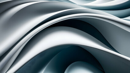 Poster - Fluid Dynamics: An abstract grayscale close-up of smooth, flowing waves, ideal for design, technology, or architectural themes. 