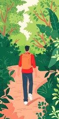 Wall Mural - Man Walking Through The Forest