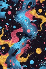 Poster - Abstract Cosmic Space Pattern with Vibrant Colors