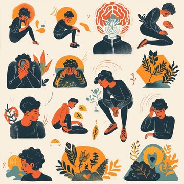 Mental health illustration set