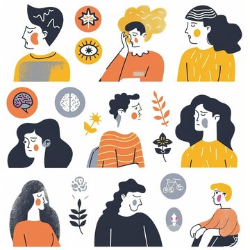 Mental health illustration set