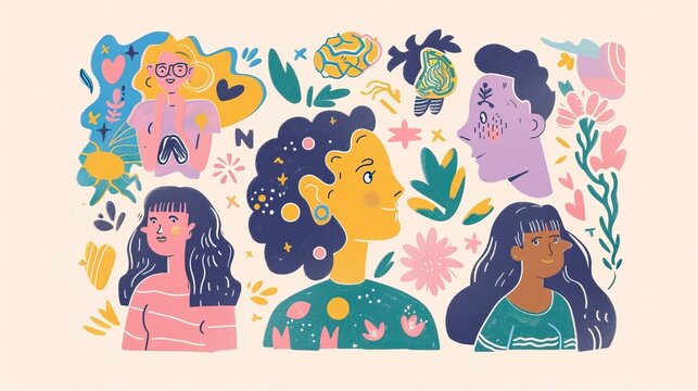 Mental health illustration set