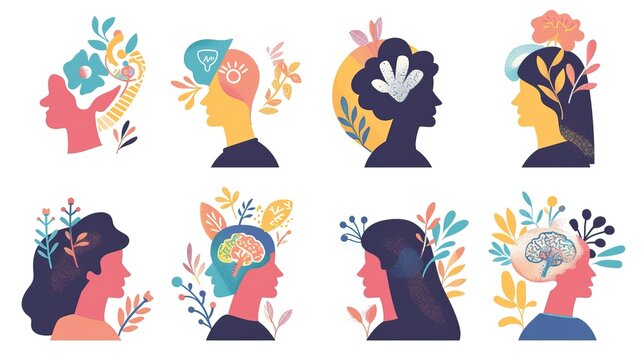 Mental health illustration set