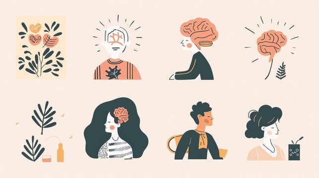 Mental health illustration set