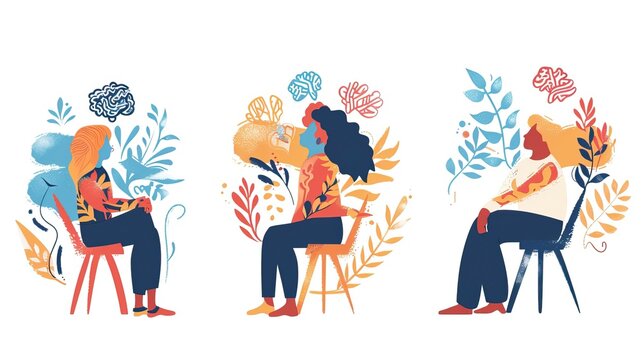 Mental health illustration set