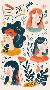Mental health illustration set