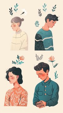 Mental health illustration set