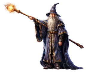 Poster - PNG Wizard holding a magic wand white background headwear clothing.