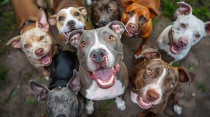 Wall Mural - A group of dogs are smiling and looking at the camera